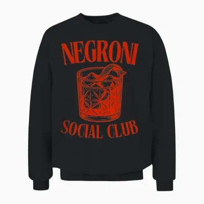 Ni Social Club I Retro Classic Gin Cocktail Team Chest Unisex Sweatshirt - Black