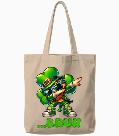 Bruh Dab Leprechaun Funny Kids Boys Mens St Patrick Day Tote Bags - Natural