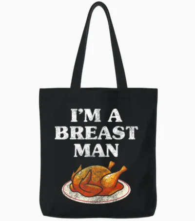 Funny Thanksgiving Shirts for Men Funny Breast Tur Tote Bags - Black