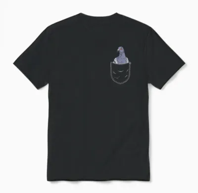 Pigeon Taubenschlag Bird Animal Lover Chest Pocket T-Shirt, Black Unisex T-Shirt - Black