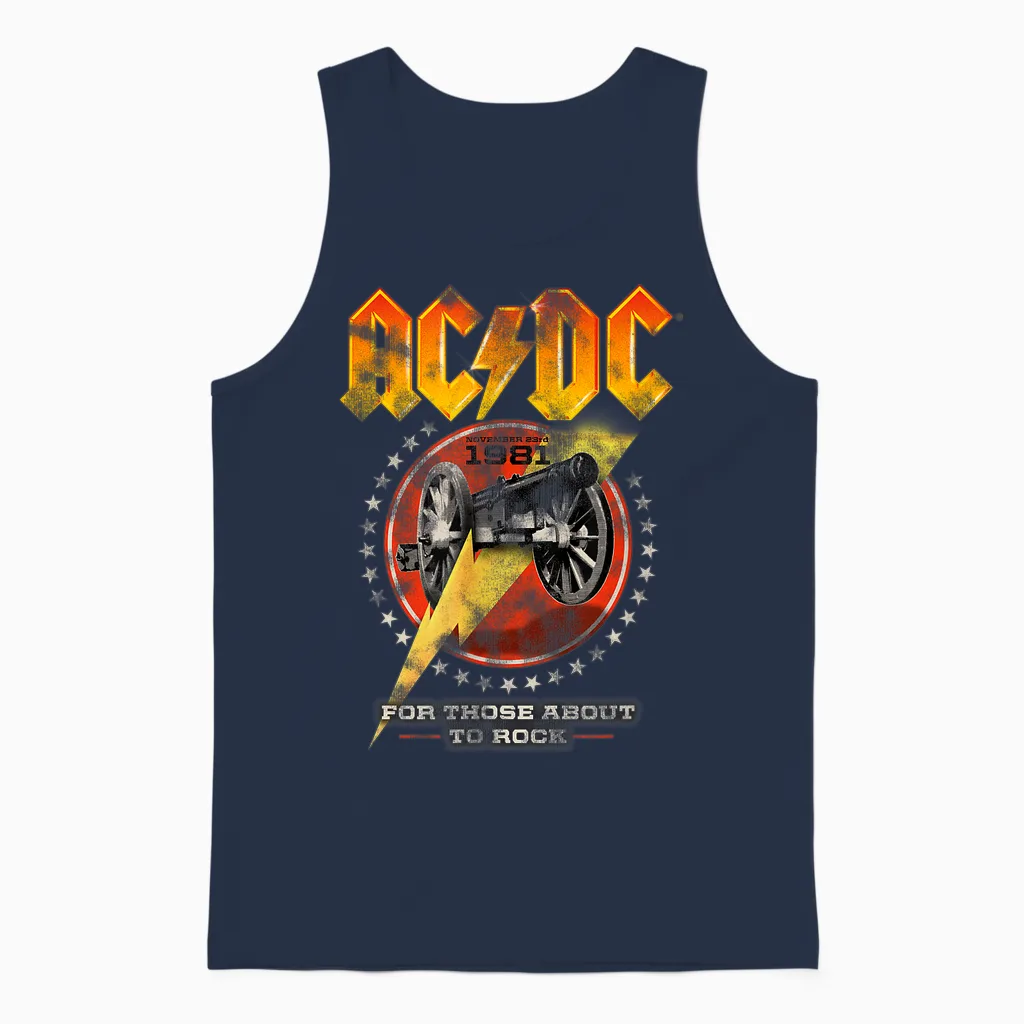 Official Ac/dc for Those About to Rock 1981 Rock Band Music Unisex Tank Top in Navy