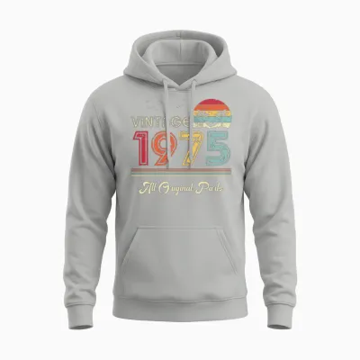 Vintage 1975 All Original Parts 50th Birthday Gift Unisex Hoodie - Ash