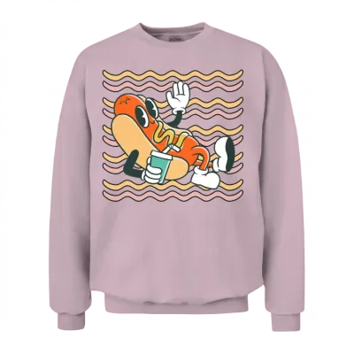 Retro Cool Hot Dog Unisex Sweatshirt - Light Pink