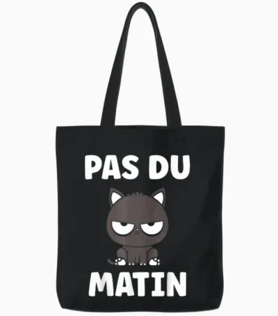 Humour Réveil Matin Chat Mignon Grognon Drole Pas Du Matin Tote Bags - Black