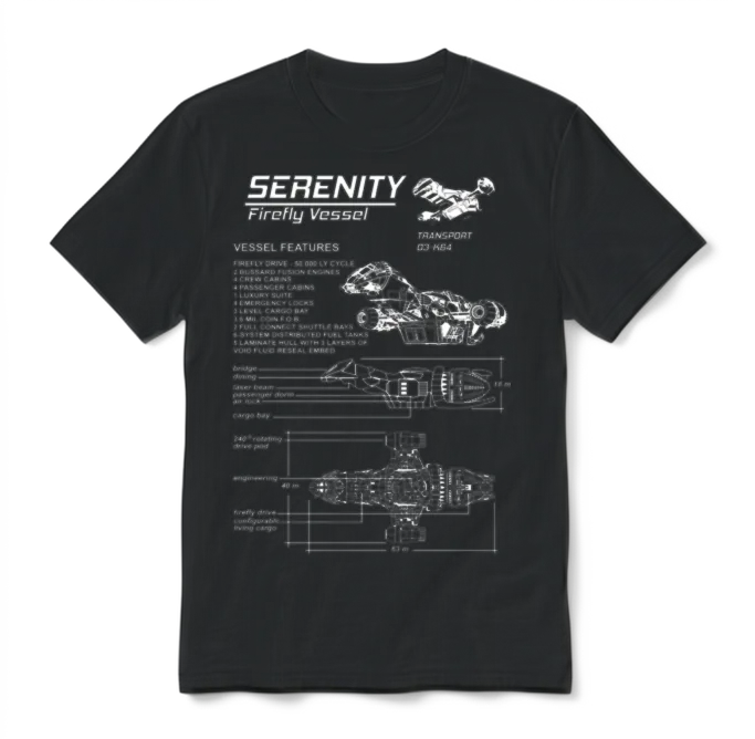 Serenity - Firefly Vessel Awesome T-Shirt for Fa Unisex T-Shirt - Black