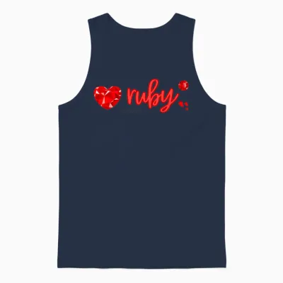 Ruby Gemstone Jewel Unisex Tank Top - Navy