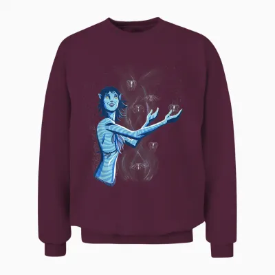 Avatar: Fire and Ash Kiri Surrounded by Woodsprites Unisex Sweatshirt - Maroon