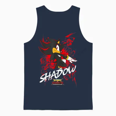Sonic the Hedgehog, Sonic X Shadow Generations Shadow T-Shirt, Black Unisex Tank Top - Navy