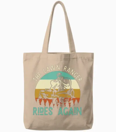 The Lawn Ranger Lawn Mower Tractor Tote Bags - Natural