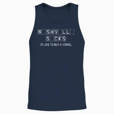 Nashville Sucks Buy a Vowel Country Music Unisex Tank Top - Navy