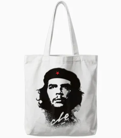 Che Guevara Revolution Rebel Cuba T-Shirt, Grey, S Tote Bags - White