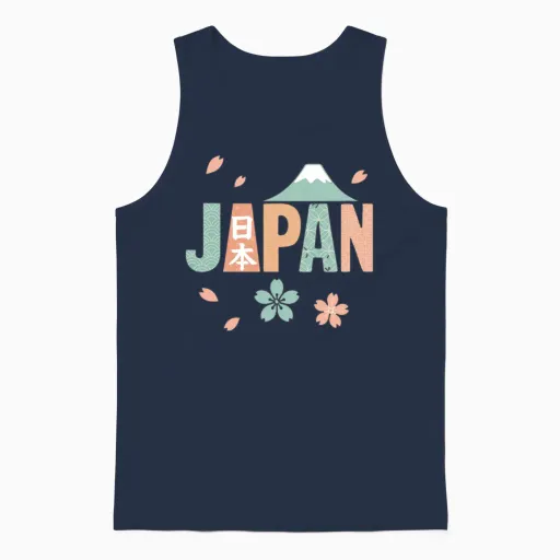 Japan - Mt. Fuji Meets Wagara Unisex Tank Top in Navy