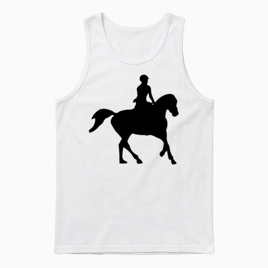 Horse Silhouette - Lovers Unisex Tank Top in White