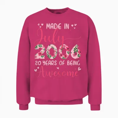 Juillet 2006 Cool Cadeau Anniversaire 20 Ans Pour Filles Unisex Sweatshirt - Heliconia