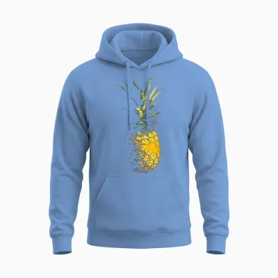 Graphic Art Pineapple Fruit Pineapple T-Shirt, Black, S Unisex Hoodie - Carolina Blue