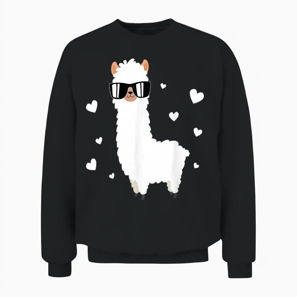 Llama Alpaca Hearts - Animal Lama Farmer Alpaca Unisex Sweatshirt in Black