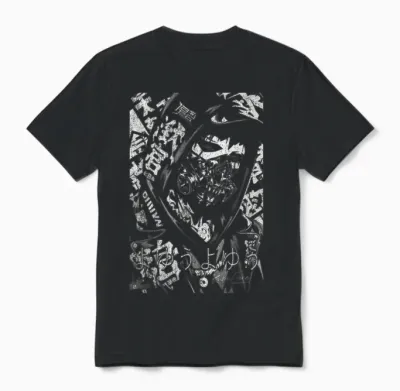 Japon Streetwear Cyberpunk Y2k Techwear Rétro Manga Anime Unisex T-Shirt - Black