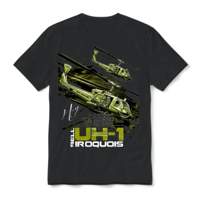 Bell Uh-1 Iroquois Helicopter Unisex T-Shirt - Black