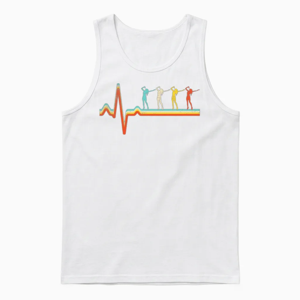Singing Retro Heartbeat Unisex Tank Top in White