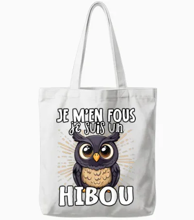 Je M'en Fous Je Suis Un Hibou – Cute Owl T-Shirt, Black, S Tote Bags - White