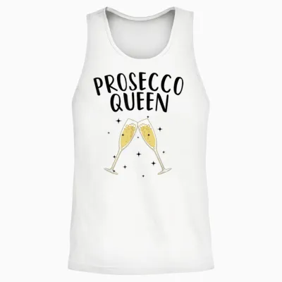 Cute Prosecco Art Women Girls Champagne Wine Queen Holiday T-Shirt, Gray Unisex Tank Top - White