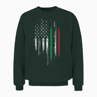 Italian American Flag Combo Italy Usa Italia Patriotic Gift Unisex Sweatshirt - Forest