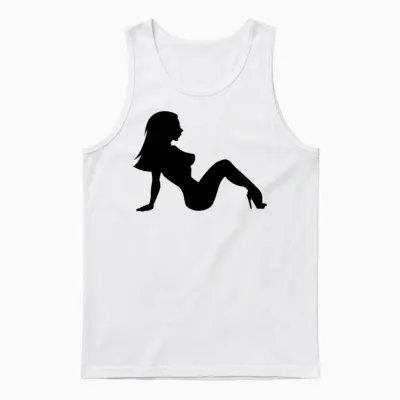 Sexy Retro Mudflap Girl Unisex Tank Top - White