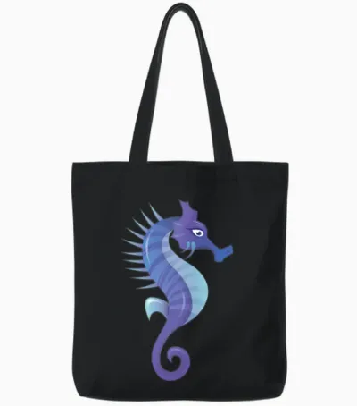 Seahorse Silhouette Ocean Water Cool Under Water Tote Bags - Black