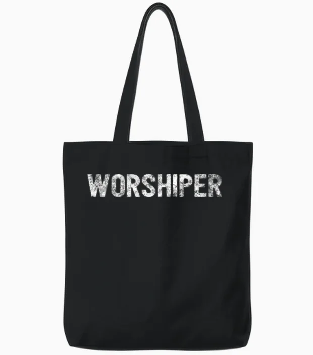 Worshiper- Jesus Christian & Faith Tote Bags in Black