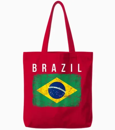 Vintage Used-Look Brasilien Flagge Tote Bags - Red