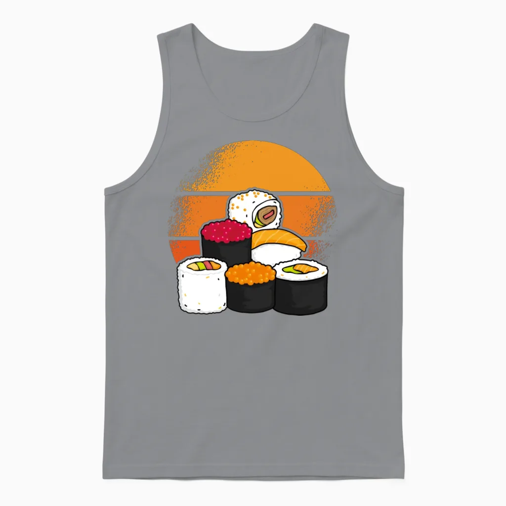 Sushi Aesthetic Retro Sun Unisex Tank Top - Sport Grey