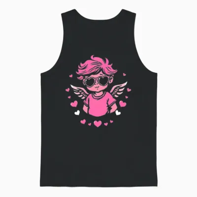 Retro Cupid Unisex Tank Top - Black