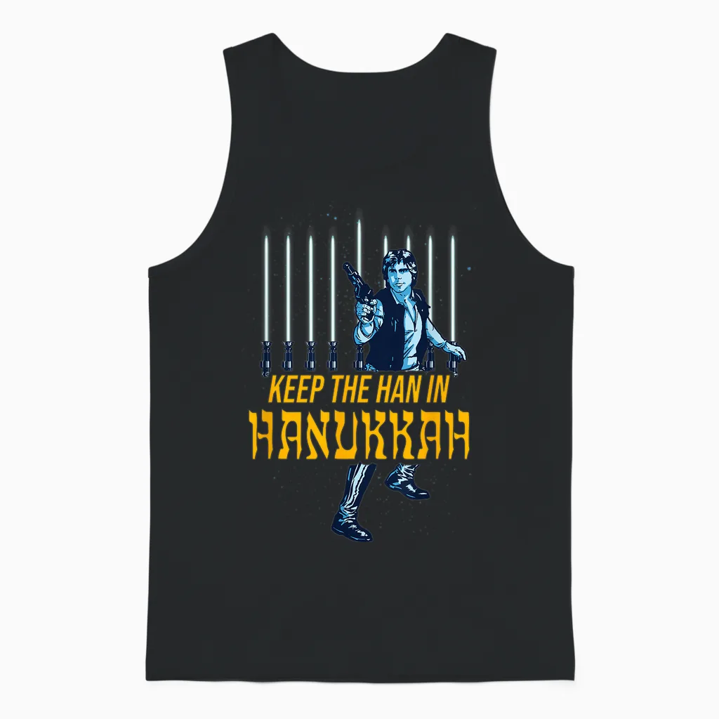 Star Wars Han Solo Hanukkah Lightsaber Menorah Unisex Tank Top in Black