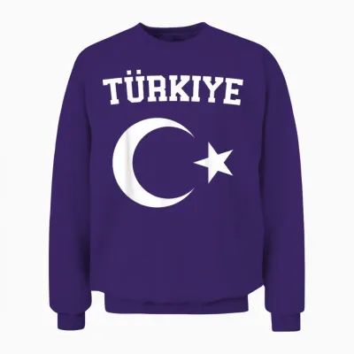 Turkish Flag Türkiye Bayragi Half Moon and Star Turkey T-Shirt, Red Unisex Sweatshirt - Purple