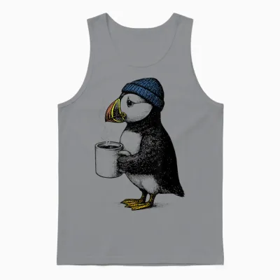 Puffin with Hat Funny Coffee Bird Unisex Tank Top - Sport Grey