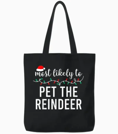 Most Likely to Christmas Matching Family Pajamas Funny Tote Bags - Black