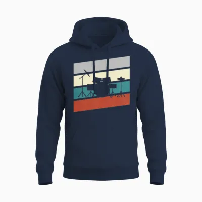 Drums Retro Unisex Hoodie - Navy
