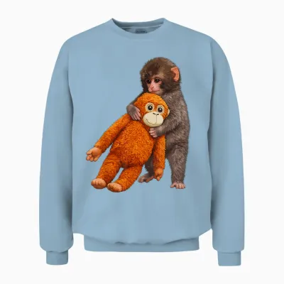 Baby Monkey Cute Punch 2026 Unisex Sweatshirt - Light Blue