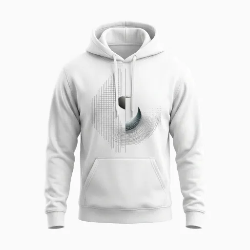 Mond Pixel Kunst Grafik Geometrisches Motiv Mond Unisex Hoodie - White
