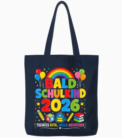 Bald Schulkind 2026 Kita Abgänger Kinder Tote Bags - Navy