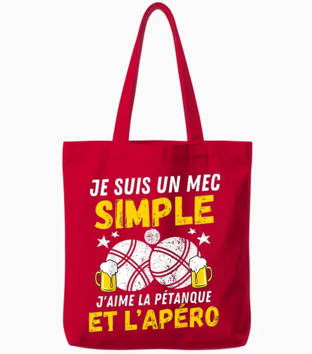 Guy Simple Aperitif Pétanque Funny Boccia Bouliste Pétanque Tote Bags in Red