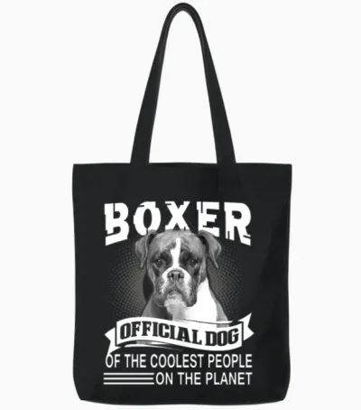 Boxer Dog Shirt - Boxer Dog Official Dog Tote Bags - Black