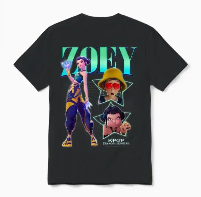 Kpop Demon Hunters Halloween Zoey Showcase Y2k Style Unisex T-Shirt - Black