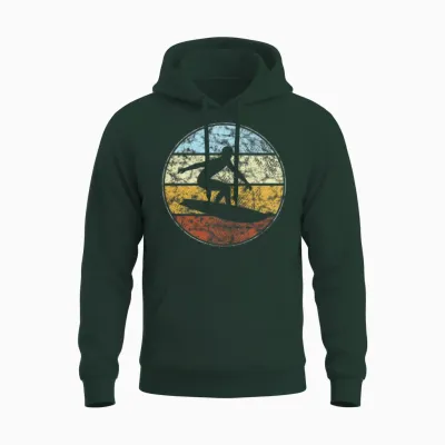 Surfing Retro Unisex Hoodie - Forest