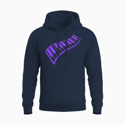 Grand Piano Organ Synthesizer Keyboard Music Logo Unisex Hoodie - Navy