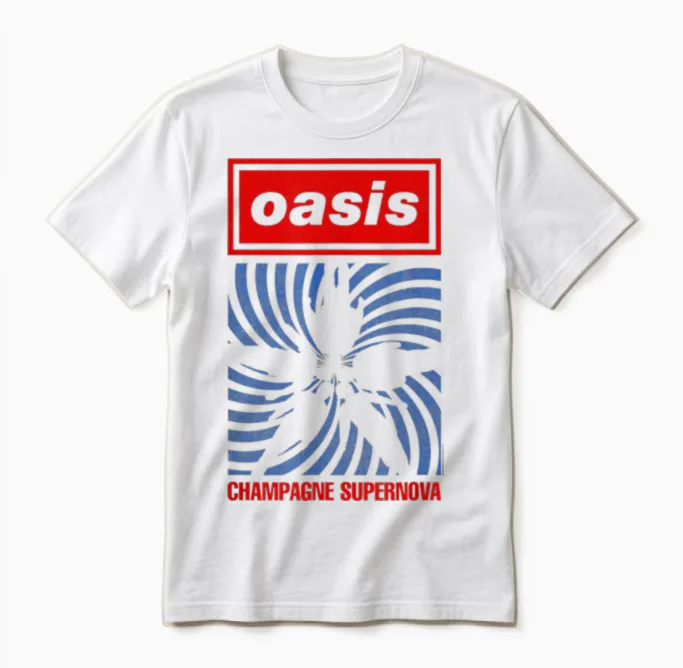 Oasis Band Swirl Music Lovers Unisex T-Shirt in White