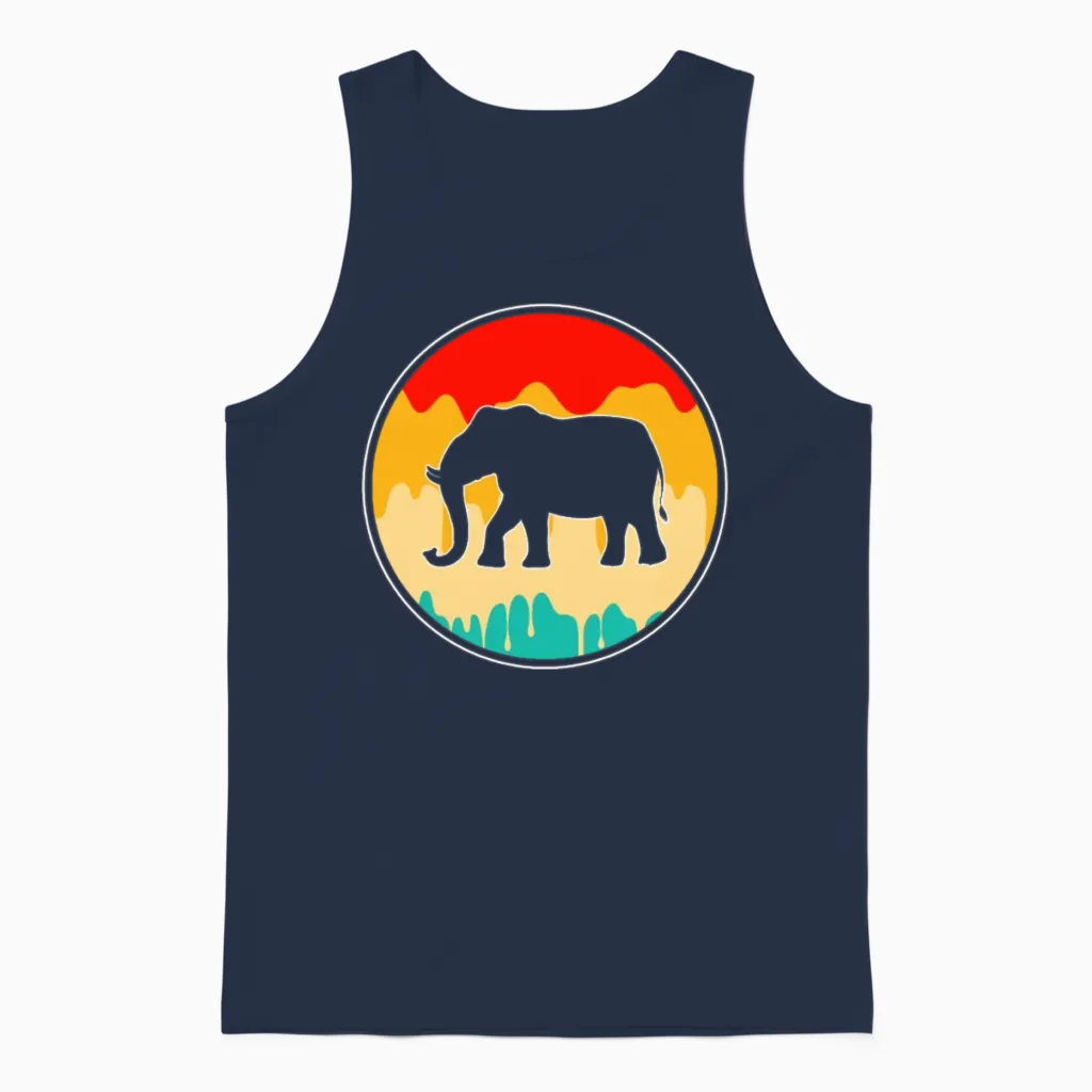 Elephant Retro Unisex Tank Top in Navy