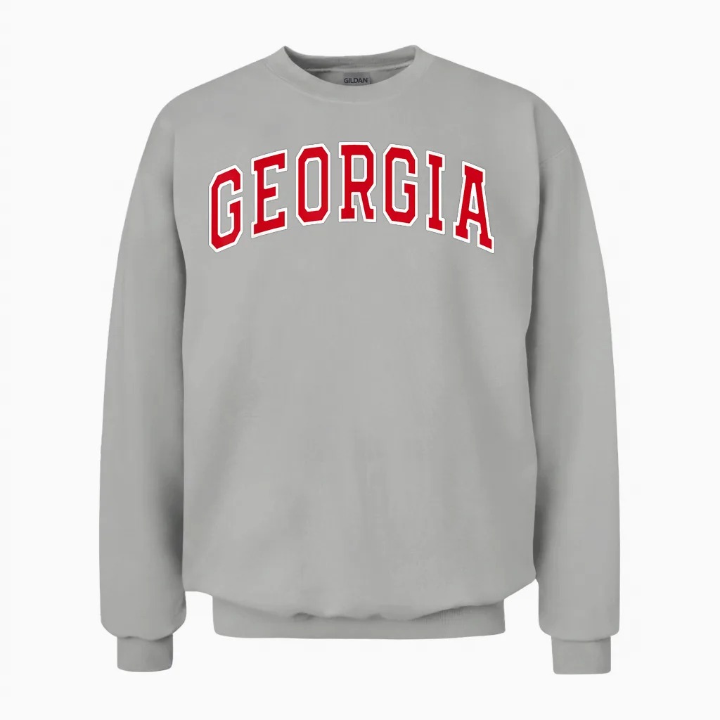 Georgia Ga Vintage Sports Design Red Text Design Men Gifts Unisex Sweatshirt in Ash