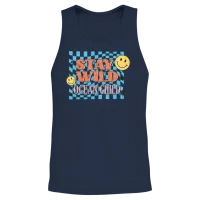 Retro Summer Sublimation & Beach Unisex Tank Top - Navy – 2