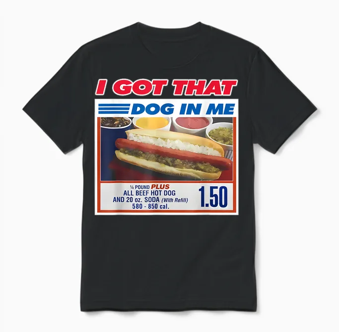 Retro Vintage I Got That Dog in Me Funny Hotdog Men Women Unisex T-Shirt in Black